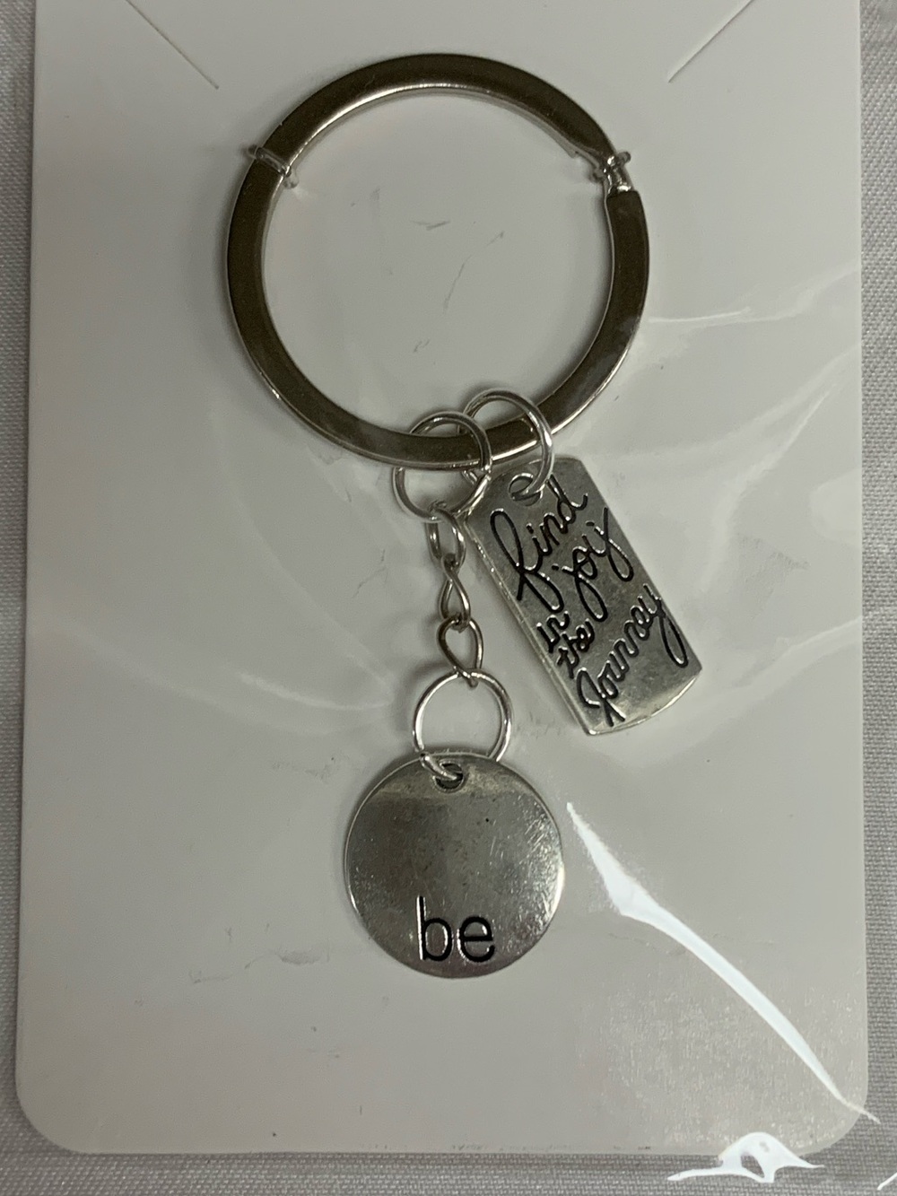 Silver 'be' Inspirational Keyring & Card Holder Charm